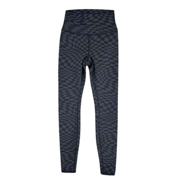 Alo Yoga Jacquard Checkered High Waisted Leggings XS Grey Black 7/8 - Picture 2 of 5